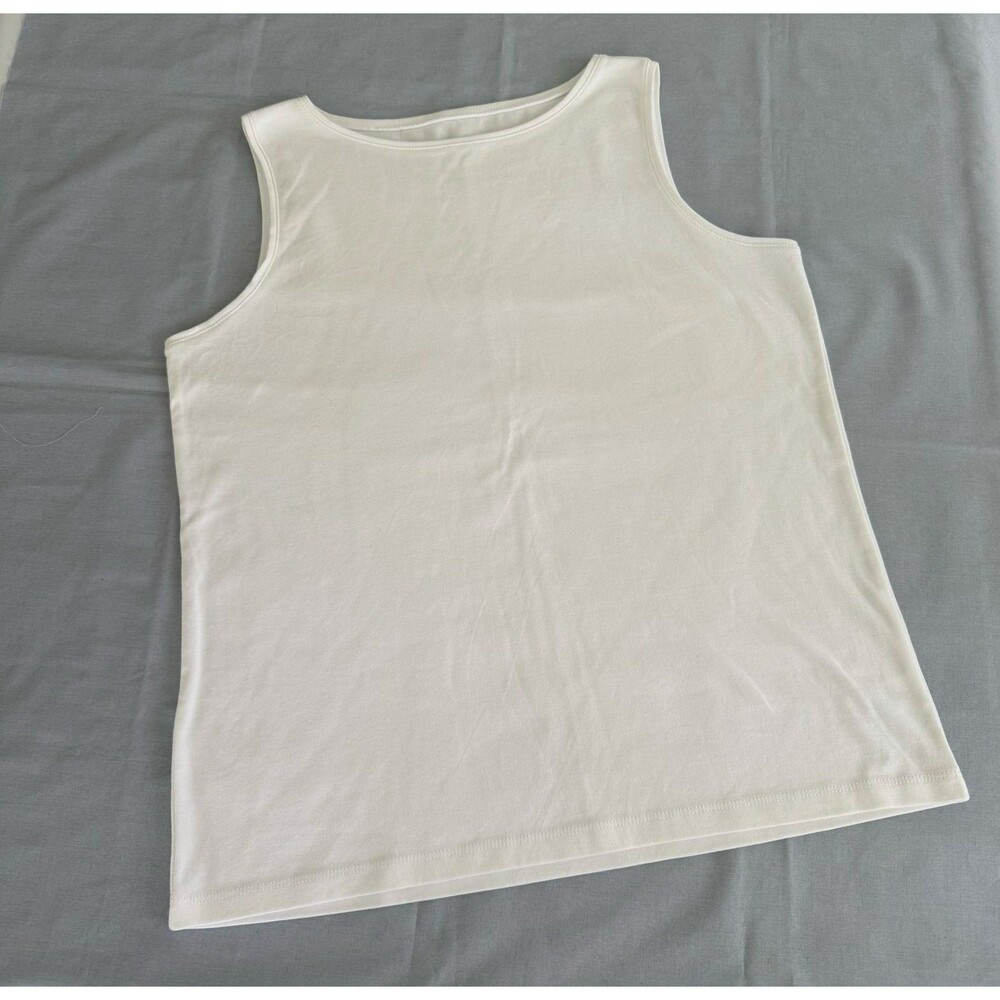 Coldwater Creek Women's L White Tank Top 100% Cotton Basic Layering Piece